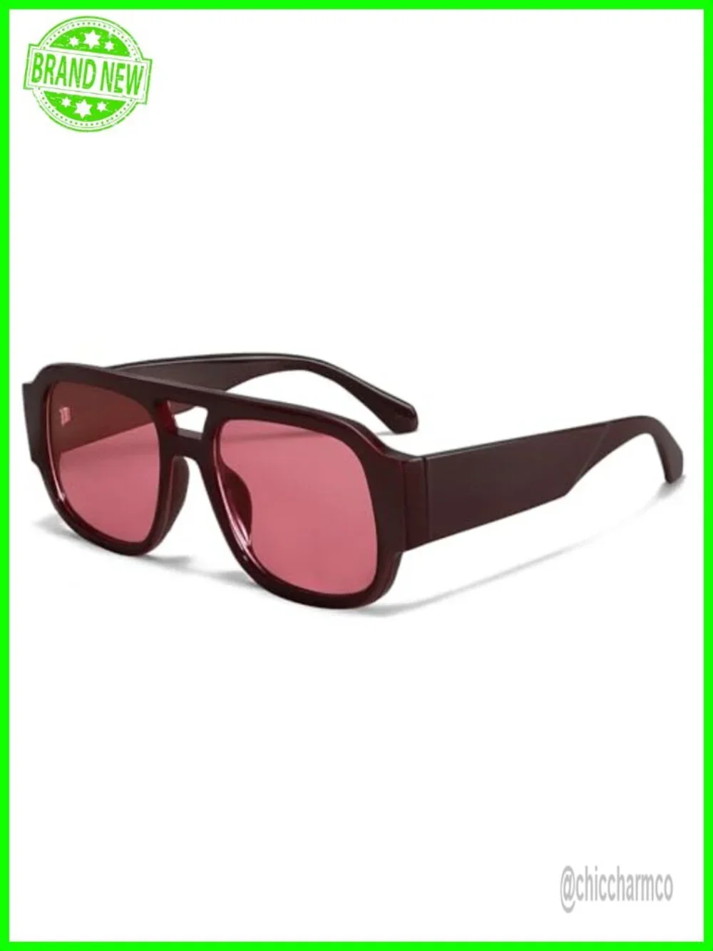 Retro Oversized Aviator Sunglasses Double Bridge Men Women UV400